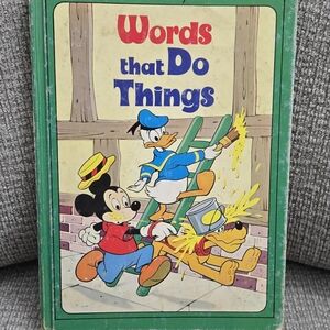 Walt Disney WORDS THAT DO THINGS 1976 Hardcover Book Mickey Mouse Vocab Learning